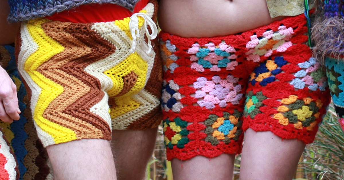 New Fashion Trend For Men Crocheted Shorts Made From Old Blankets